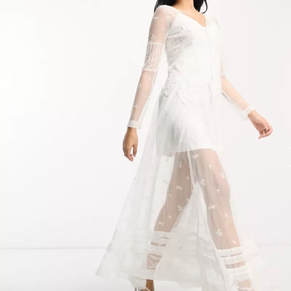 French Connection Embroidered Cherise Lace Maxi Dress